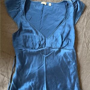 Aritzia Blue Satin Top